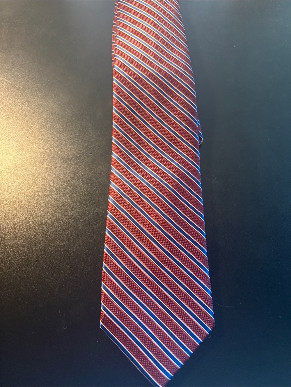 Stafford Red Striped Men's Tie with White and Navy Accents